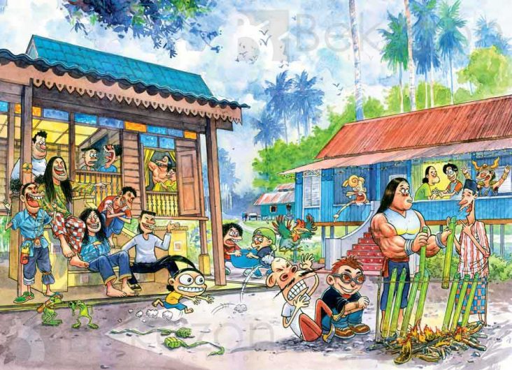 Suasana Kampung Kartun - Gambar Suasana Hari Raya Di Kampung Kartun